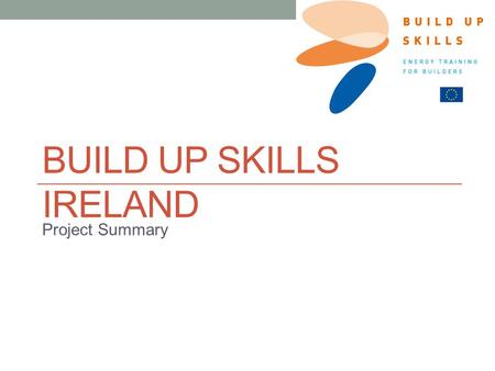 BUILD UP SKILLS IRELAND Project Summary. Consortium Limerick Institute of Technology Institute of Technology Blanchardstown Dublin Institute of Technology.
