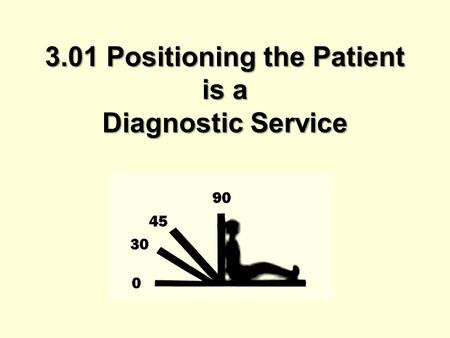 3.01 Positioning the Patient is a Diagnostic Service