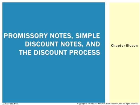 Promissory Notes, Simple Discount Notes, and The Discount Process