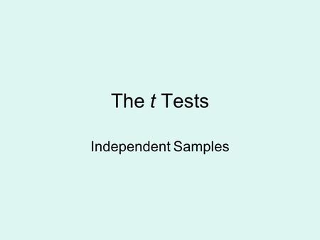 The t Tests Independent Samples.