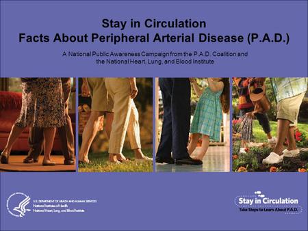 Stay in Circulation Facts About Peripheral Arterial Disease (P.A.D.) A National Public Awareness Campaign from the P.A.D. Coalition and the National Heart,