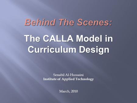 The CALLA Model in Curriculum Design