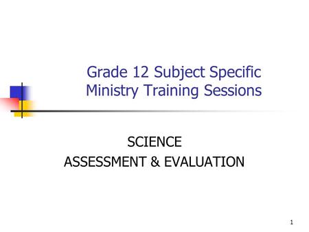 Grade 12 Subject Specific Ministry Training Sessions