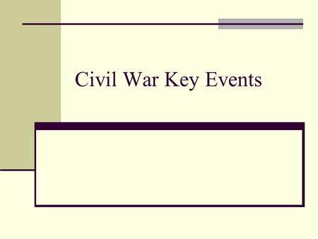 Civil War Key Events. Do Now Make a T chart for strengths and weaknesses of the North and South going into the Civil War.