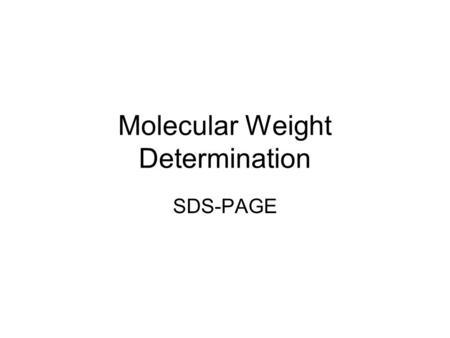 Molecular Weight Determination