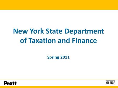 New York State Department of Taxation and Finance Spring 2011.