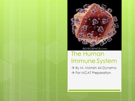 The Human Immune System  By M. Mohsin Ali Dynamo  For MCAT Preparation.