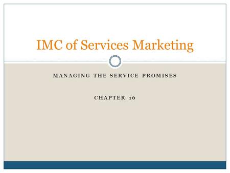 IMC of Services Marketing