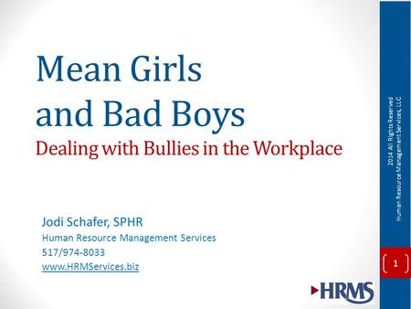 Mean Girls and Bad Boys Dealing with Bullies in the Workplace
