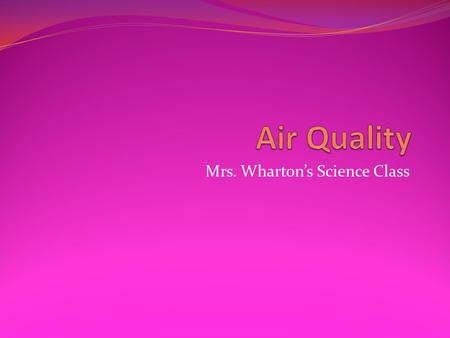 Mrs. Wharton’s Science Class. What is Air Quality? Air Quality- Affects the quality of life of all organisms on earth. Natural and Human activities greatly.