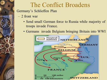 The Conflict Broadens Germany’s Schlieffen Plan 2 front war