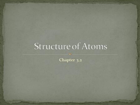 Structure of Atoms Chapter 3.2.