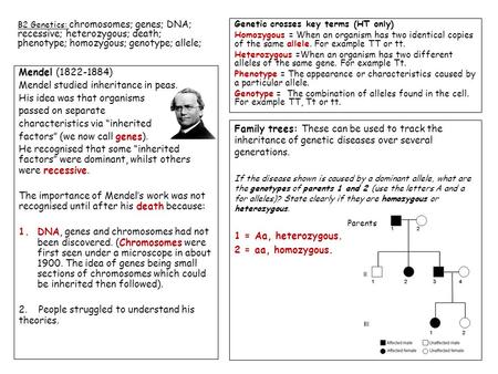 Mendel (1822-1884) Mendel studied inheritance in peas. His idea was that organisms passed on separate characteristics via “inherited factors” (we now call.