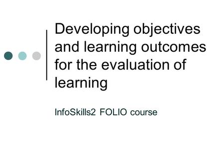 InfoSkills2 FOLIO course