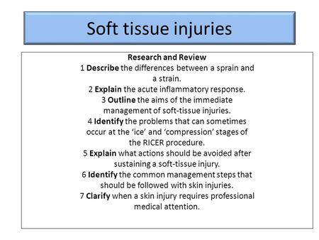 Soft tissue injuries Research and Review