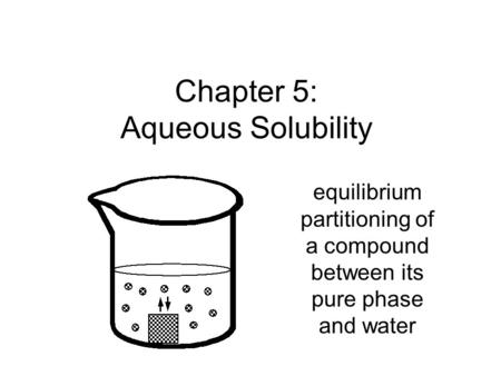 Chapter 5: Aqueous Solubility equilibrium partitioning of a compound between its pure phase and water.