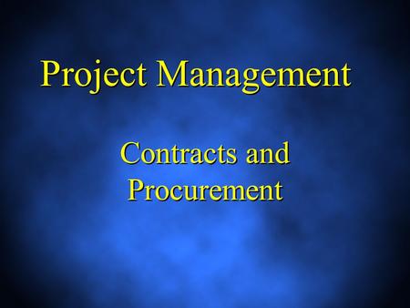 Contracts and Procurement