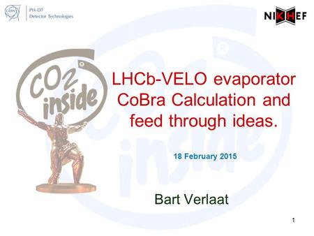 LHCb-VELO evaporator CoBra Calculation and feed through ideas. 18 February 2015 Bart Verlaat 1.