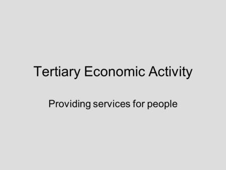 Tertiary Economic Activity Providing services for people.