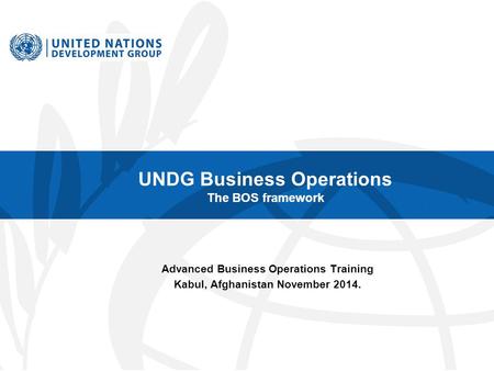 UNDG Business Operations The BOS framework
