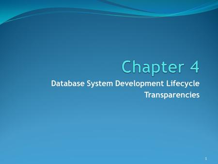 Database System Development Lifecycle Transparencies