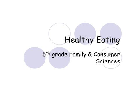 Healthy Eating 6 th grade Family & Consumer Sciences.