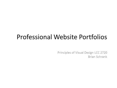 Professional Website Portfolios Principles of Visual Design LCC 2720 Brian Schrank.