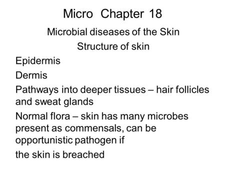 Microbial diseases of the Skin