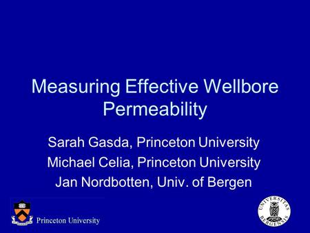 Measuring Effective Wellbore Permeability Sarah Gasda, Princeton University Michael Celia, Princeton University Jan Nordbotten, Univ. of Bergen.