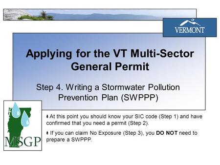 Applying for the VT Multi-Sector General Permit