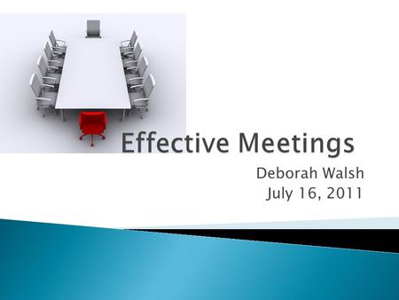 Deborah Walsh July 16, 2011. 1. happen when every board member knows he/she is responsible; 2. begin before the meeting convenes; 3. follow established.