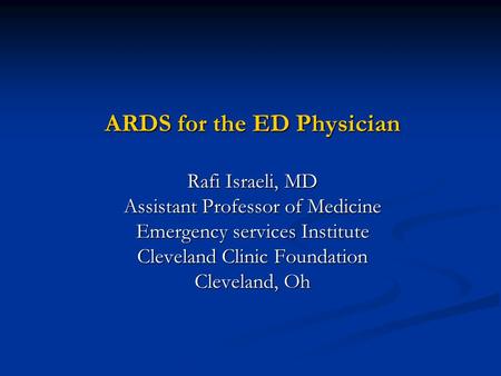 ARDS for the ED Physician