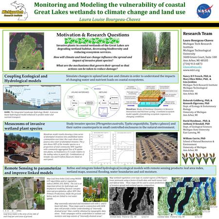 Refine and integrate linked hydrological/ecological models with remote sensing products: leaf area index, wetland maps, seasonal flooding, water boundaries.