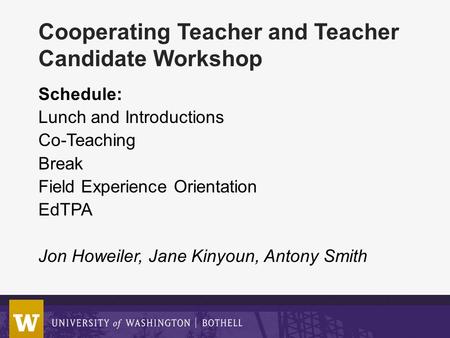 Cooperating Teacher and Teacher Candidate Workshop