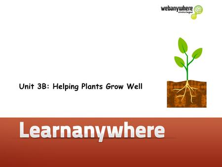 Unit 3B: Helping Plants Grow Well. Helping plants grow well.