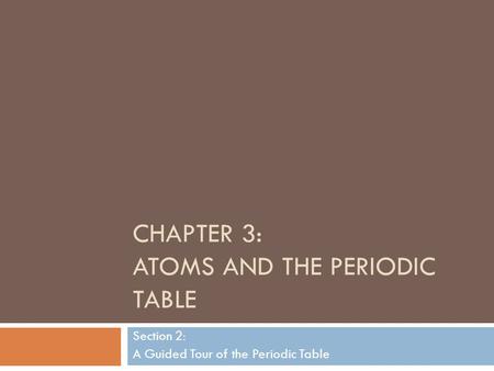 Chapter 3: Atoms and the periodic table