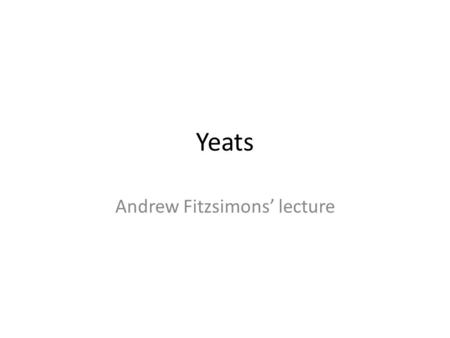 Andrew Fitzsimons’ lecture