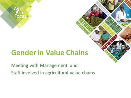 Gender in Value Chains Meeting with Management and Staff involved in agricultural value chains.