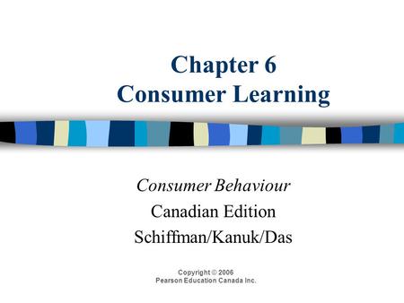 Chapter 6 Consumer Learning