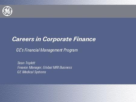 Careers in Corporate Finance