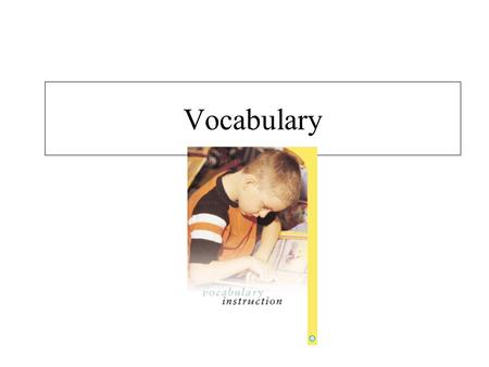 Vocabulary. Why is developing students’ vocabulary knowledge important?