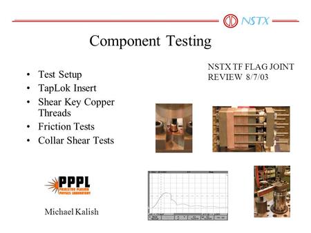 Component Testing Test Setup TapLok Insert Shear Key Copper Threads