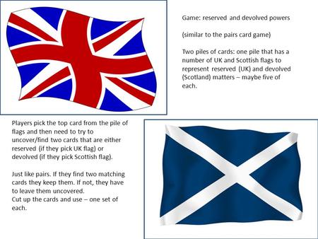 Game: reserved and devolved powers