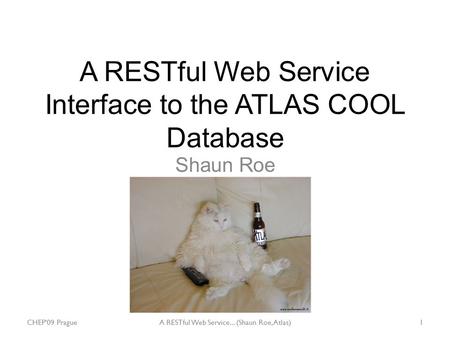 A RESTful Web Service Interface to the ATLAS COOL Database Shaun Roe 1A RESTful Web Service... (Shaun Roe, Atlas)CHEP'09 Prague.