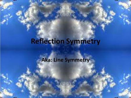 Reflection Symmetry Aka: Line Symmetry.