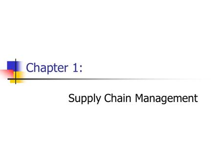 Chapter 1: Supply Chain Management. Chapter 1Management of Business Logistics, 7 th Ed.2 Learning Objectives - After reading this chapter, you should.
