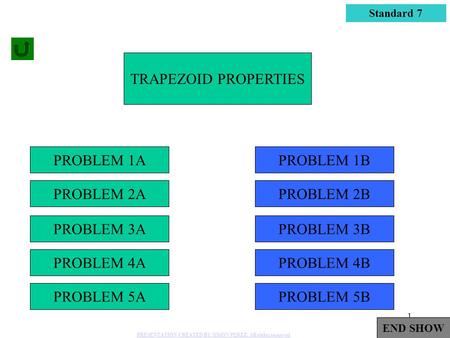 1 PROBLEM 1A PROBLEM 2A PROBLEM 3A PROBLEM 4A PROBLEM 1B PROBLEM 4B PROBLEM 2B PROBLEM 3B TRAPEZOID PROPERTIES PROBLEM 5APROBLEM 5B Standard 7 END SHOW.