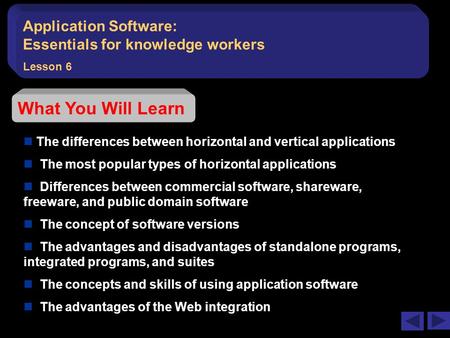 Application Software:   Essentials for knowledge workers