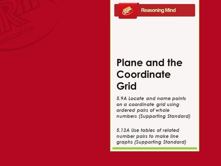 Plane and the Coordinate Grid 5.9A Locate and name points on a coordinate grid using ordered pairs of whole numbers (Supporting Standard) 5.13A Use tables.