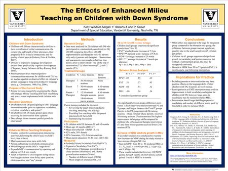 The Effects of Enhanced Milieu Teaching on Children with Down Syndrome